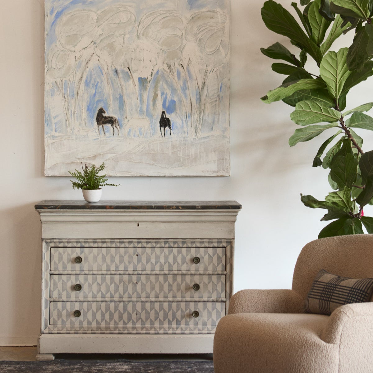 Painted Geometric Front Chest