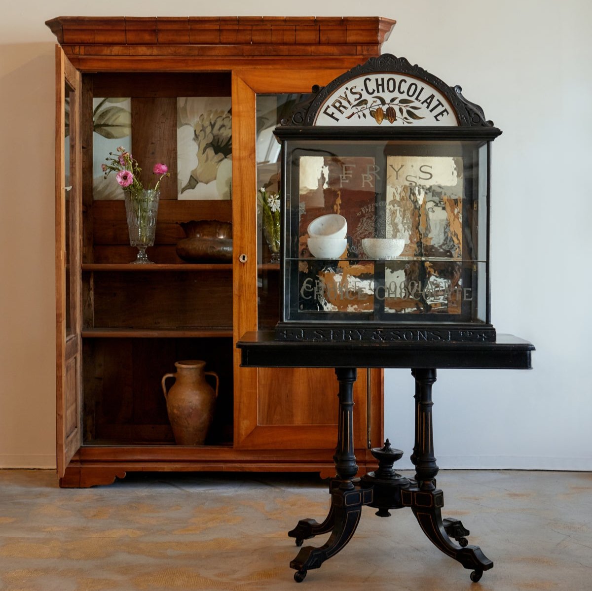 English Chocolate Display Cabinet Circa 1900