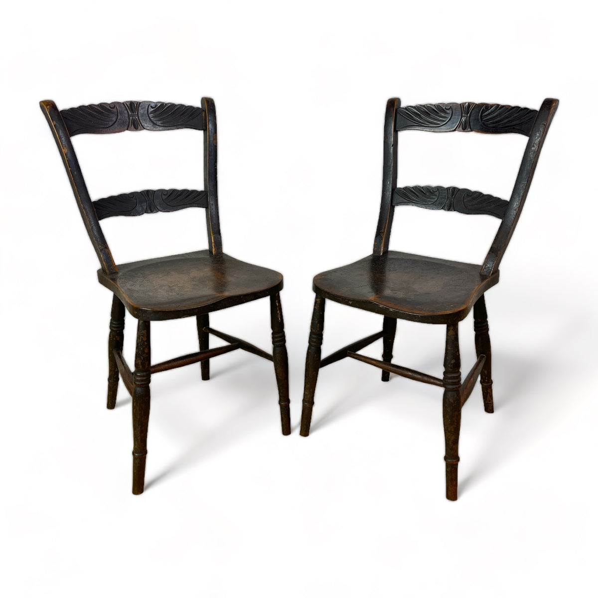 Pair of Ebonized Pub Chairs