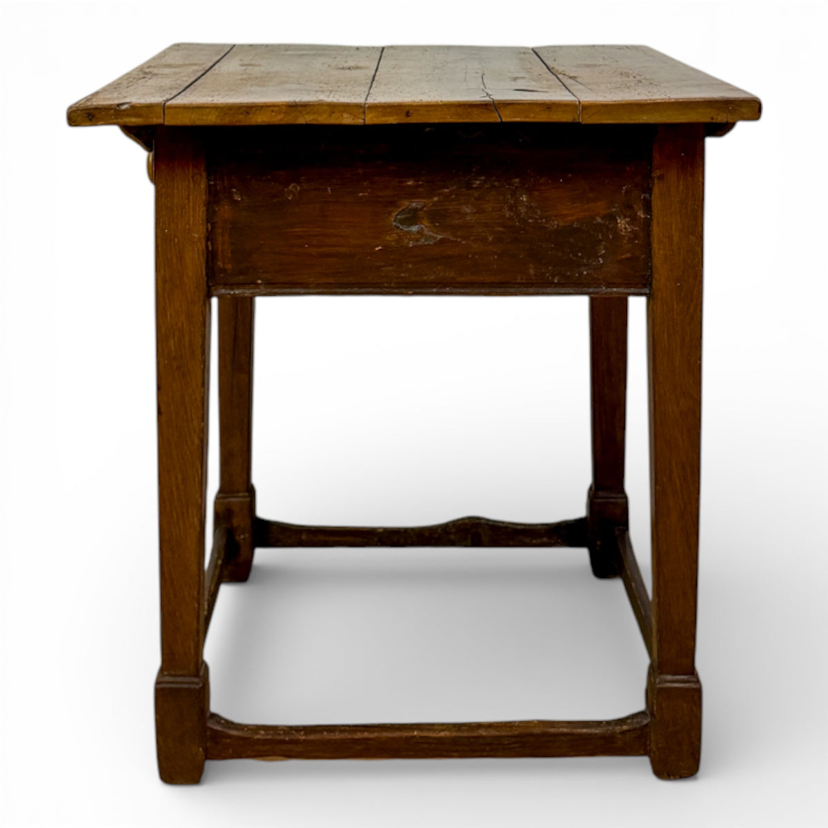 Spanish Walnut Side Table with Drawer and Box Stretcher