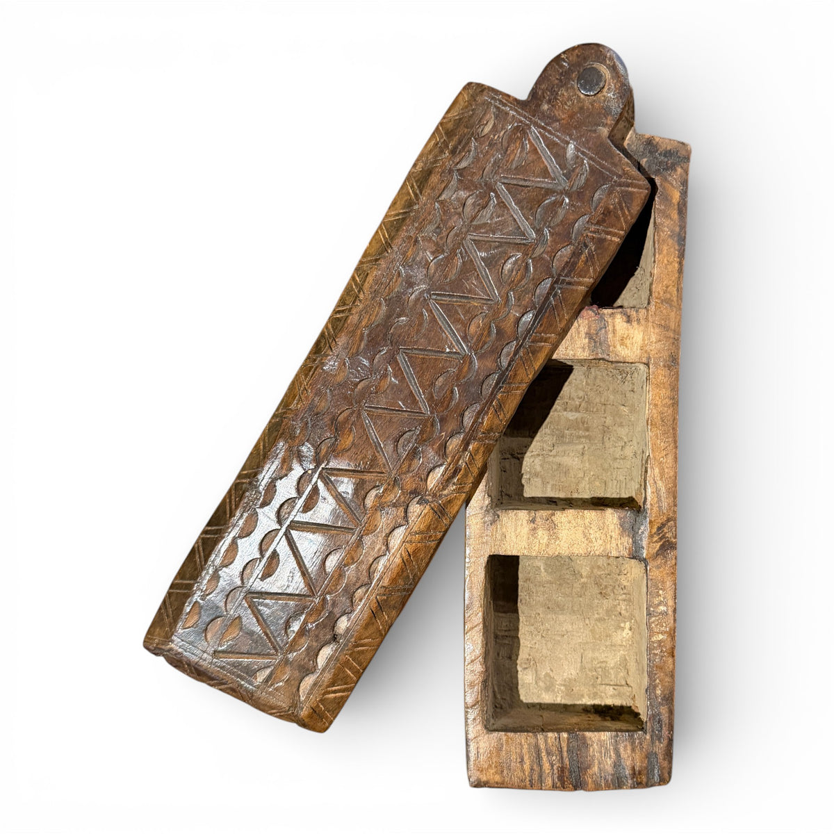 Hand-Carved Wooden Spice Box