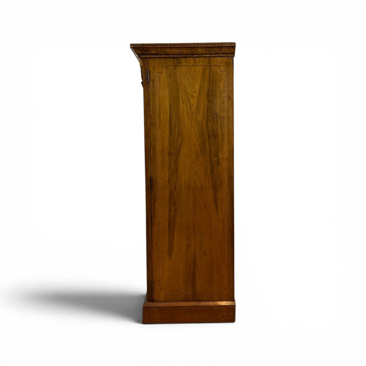 English Burl Walnut Clothes Press Cabinet