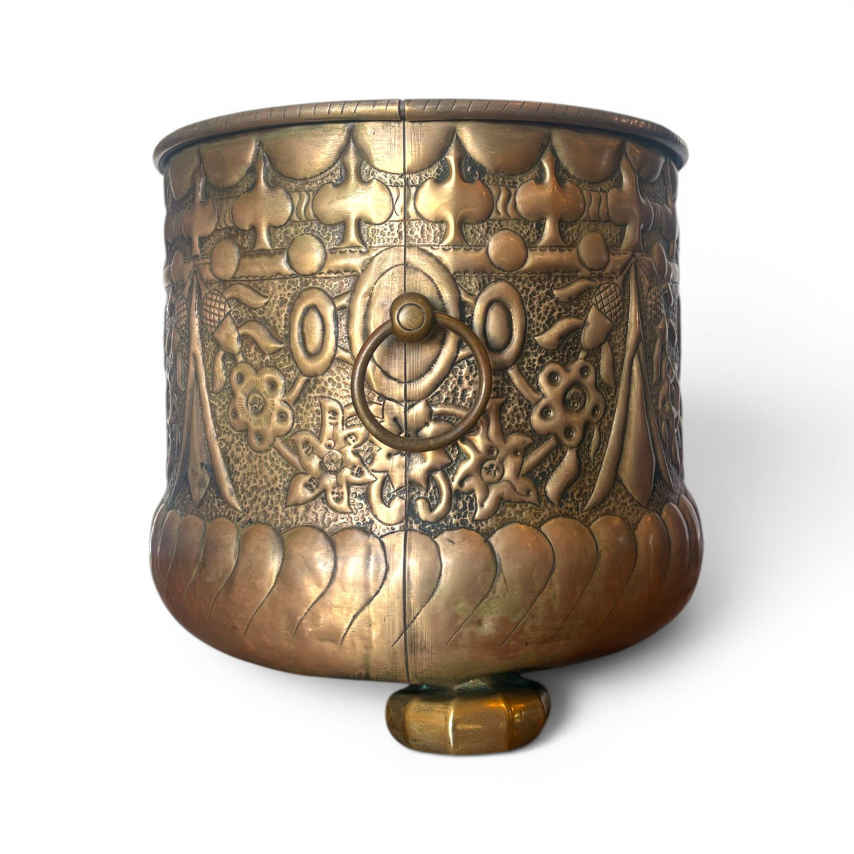 Embossed Brass Planter or Jardinière