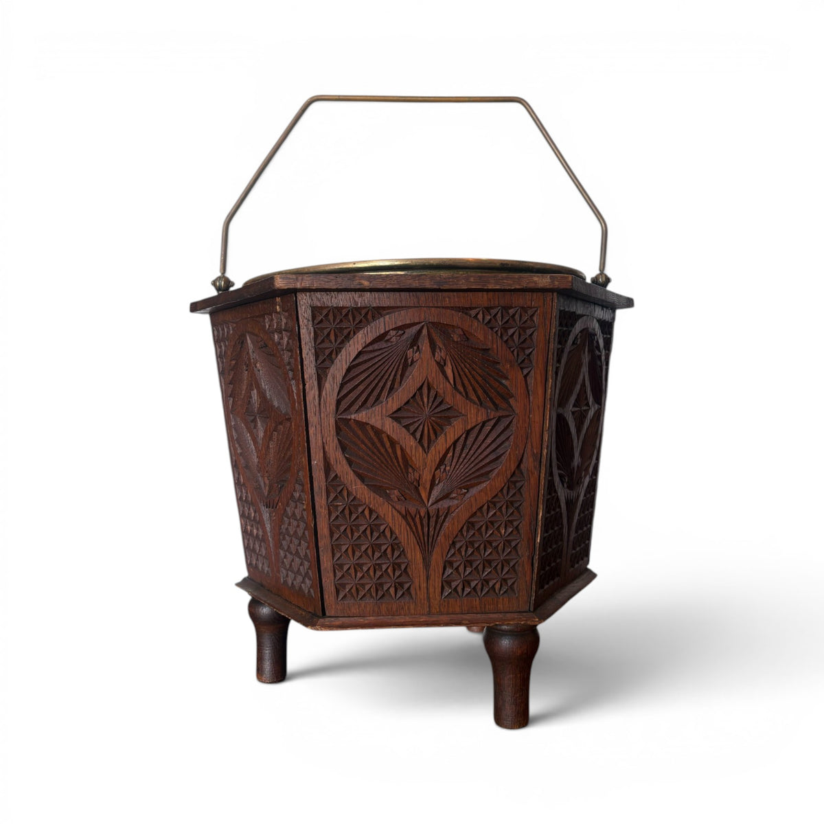 Oak Jardinière with Brass Liner