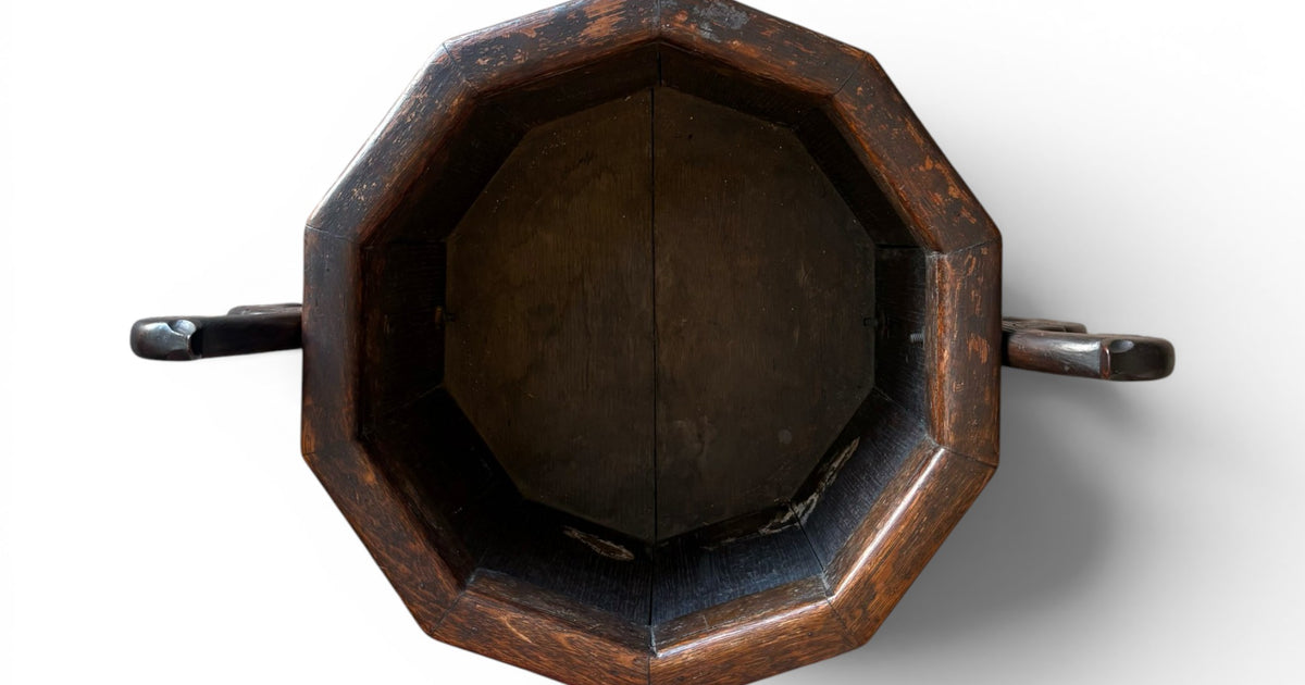 19th Century English Oak Jardinière with Carved Bird Handles