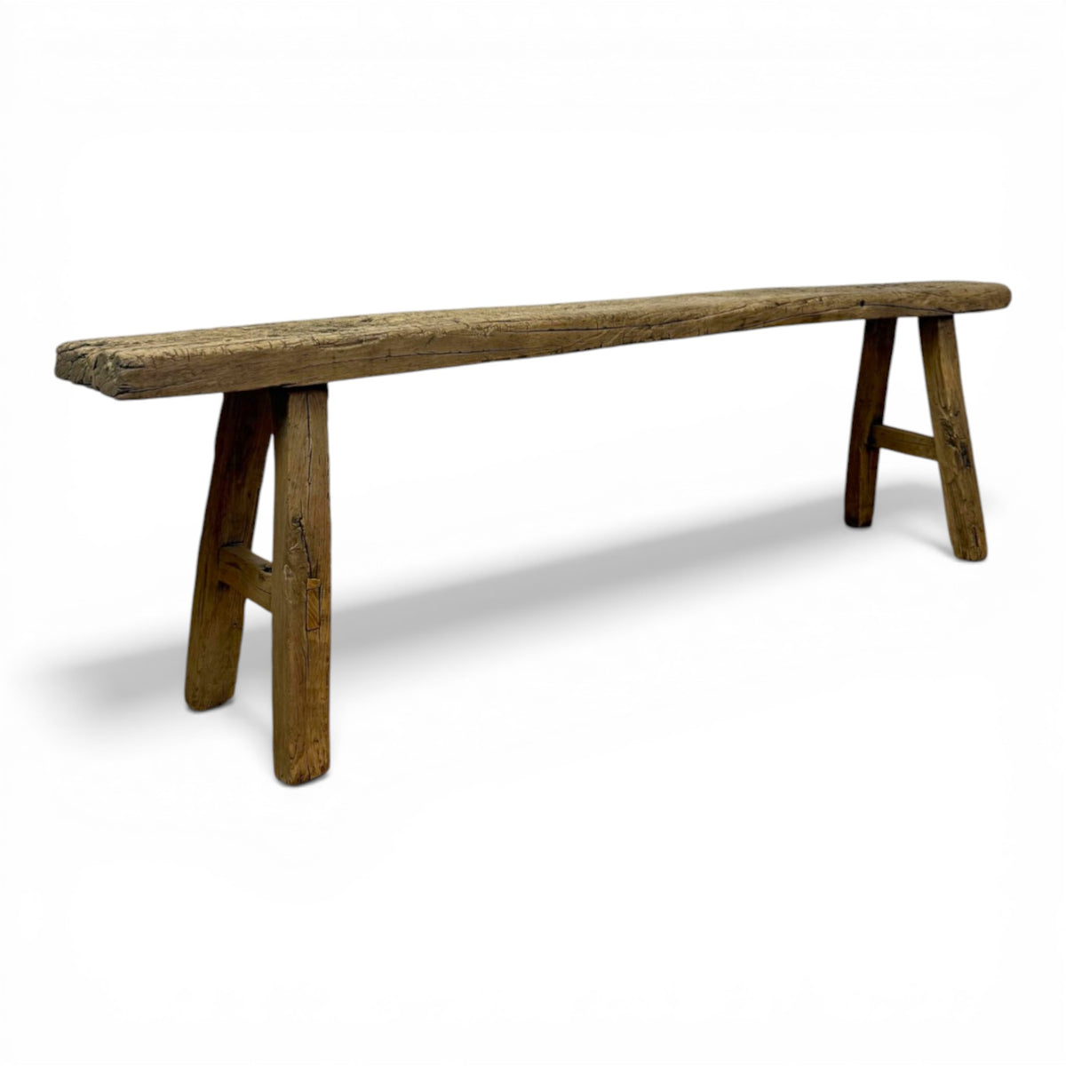 Rustic Elm Plank Bench