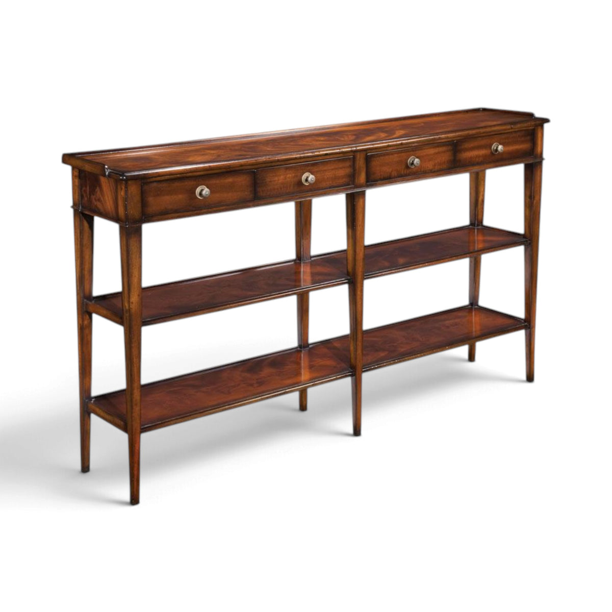 Mahogany Console Table with Open Shelves