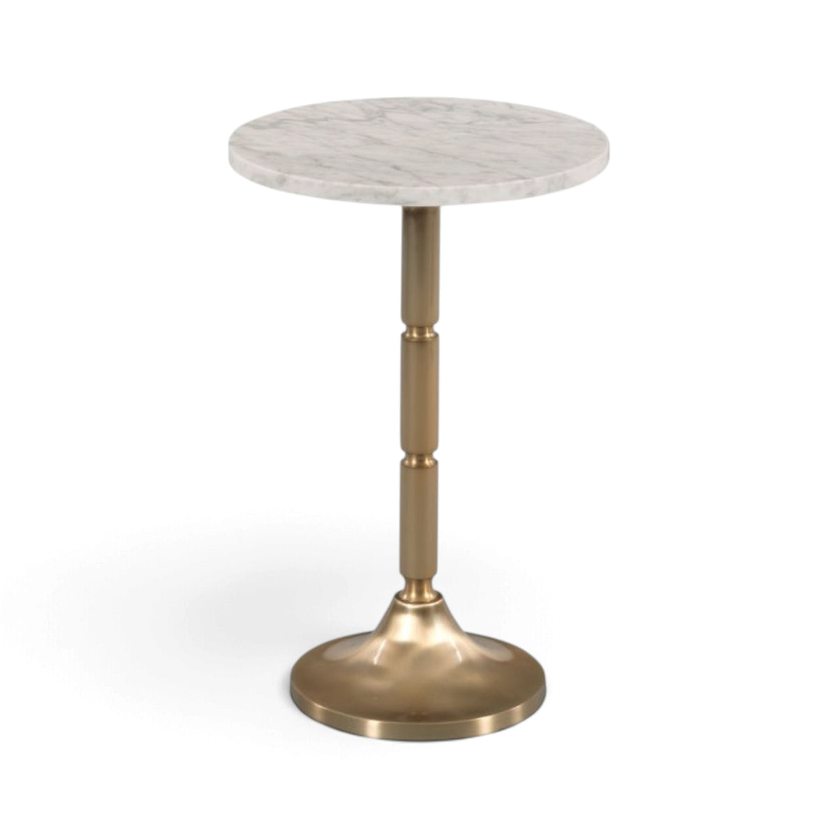 Marble and Brass Pedestal Side Table