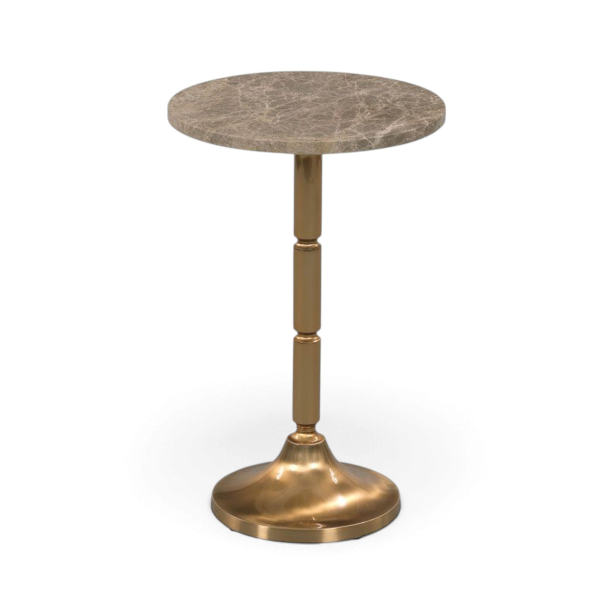 Marble and Brass Pedestal Side Table