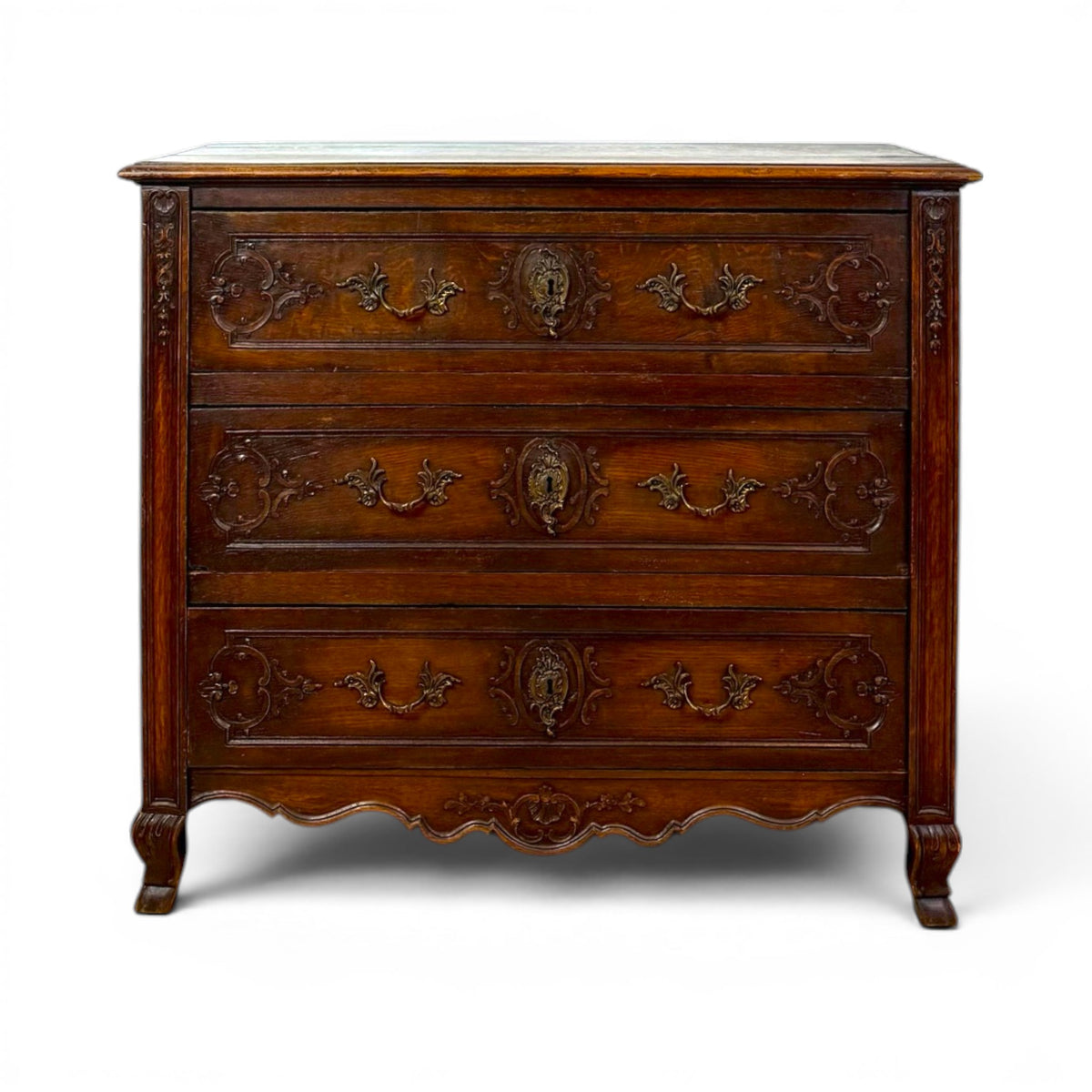 French Provincial Carved Walnut Commode