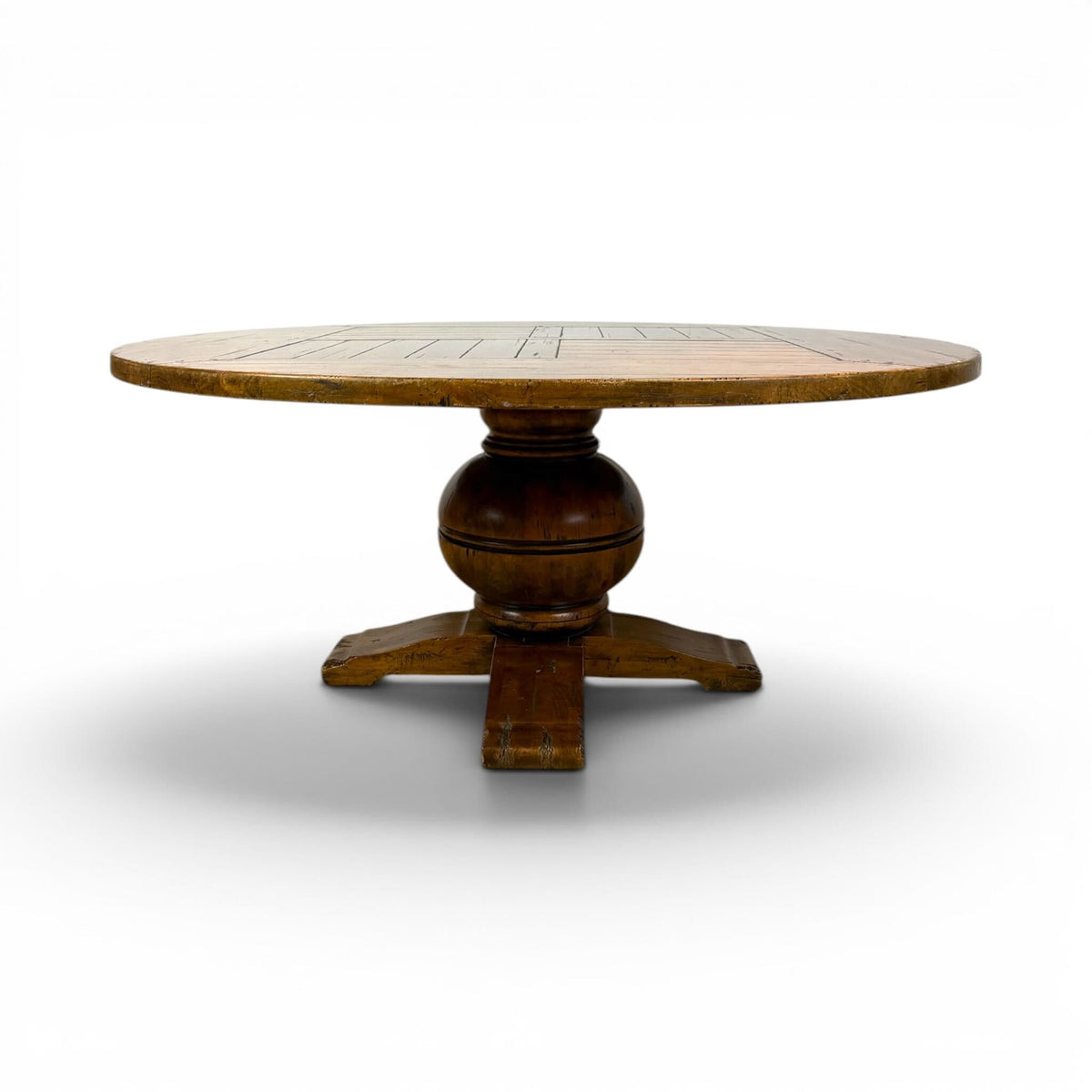 Parquetry Top Round Dining Table