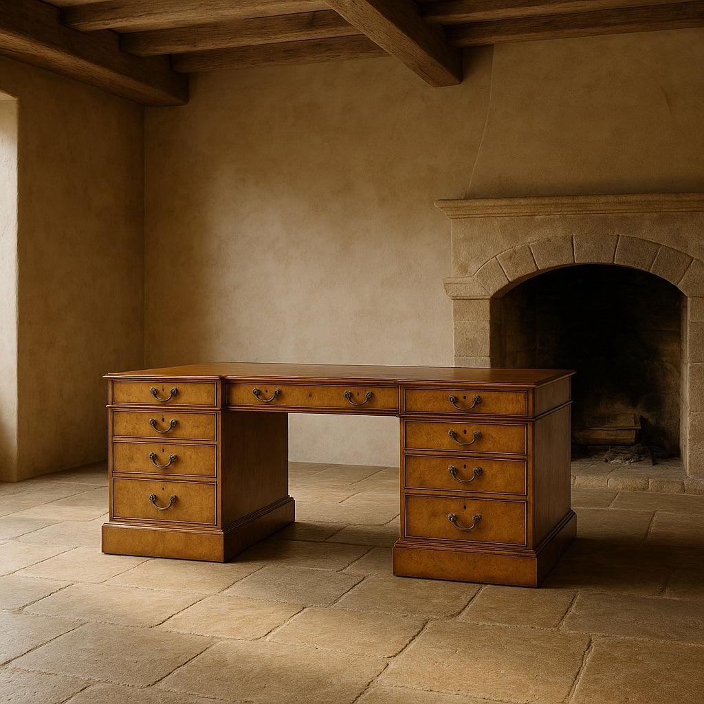 Burr Walnut Partner's Desk
