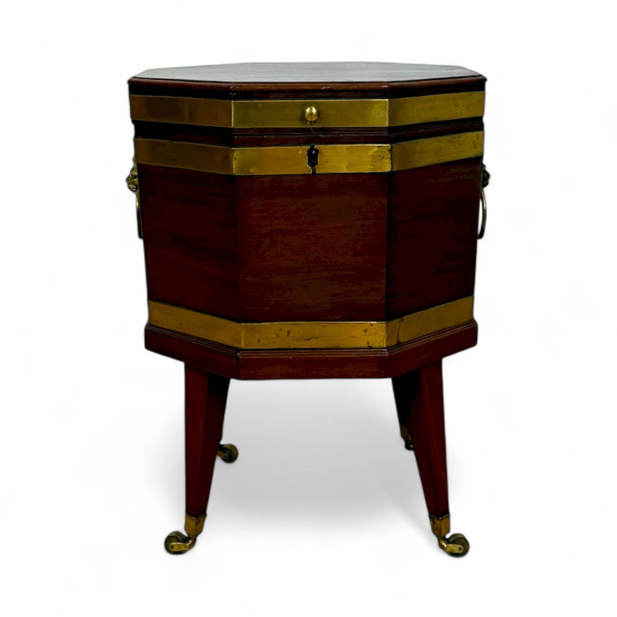 Georgian Mahogany Octagonal Wine Cooler on Casters