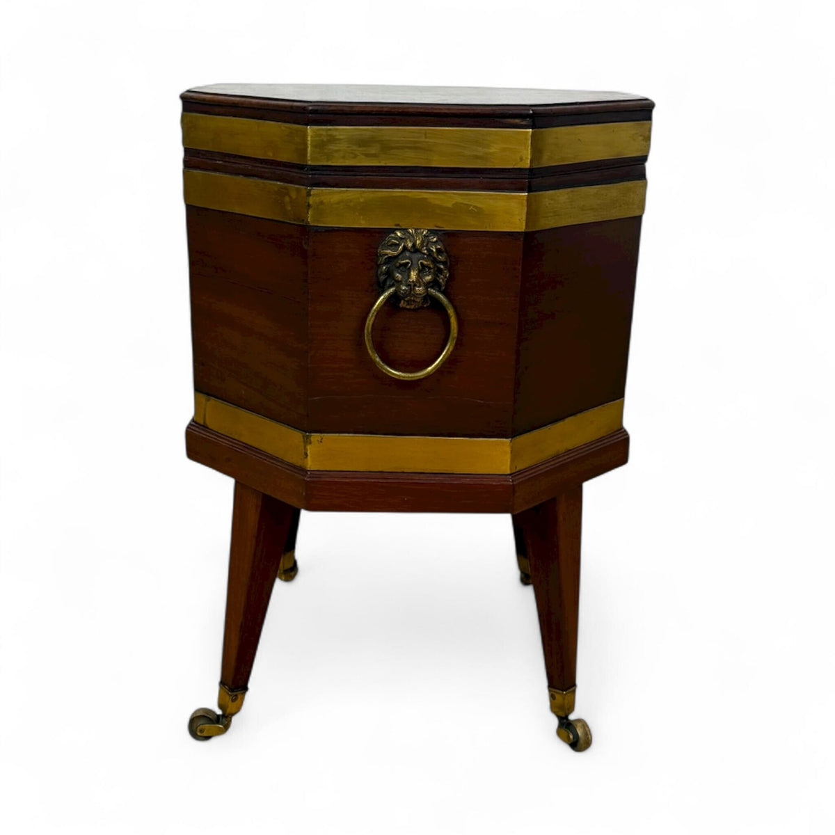 Georgian Mahogany Octagonal Wine Cooler on Casters