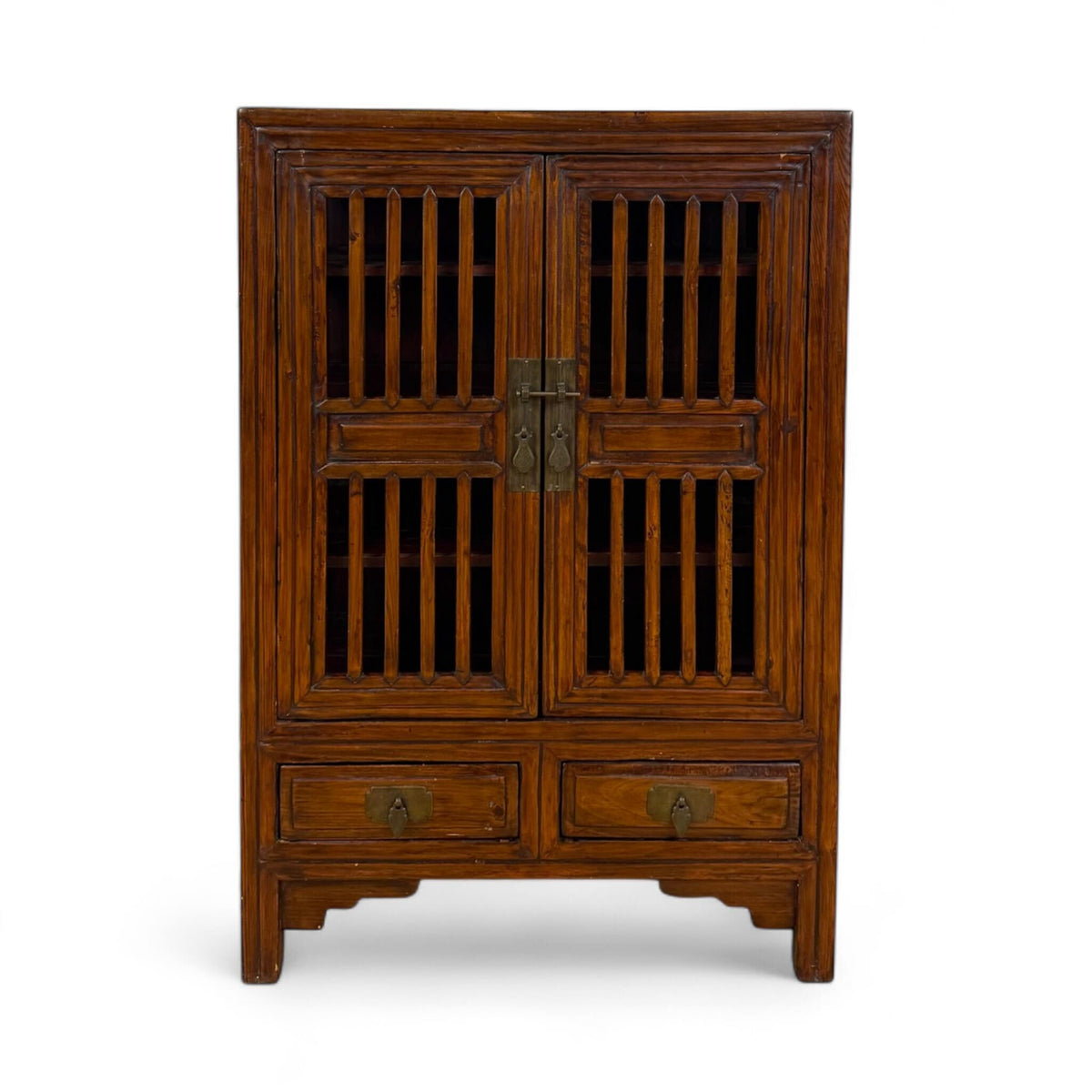 Chinese Elmwood Slatted Cabinet