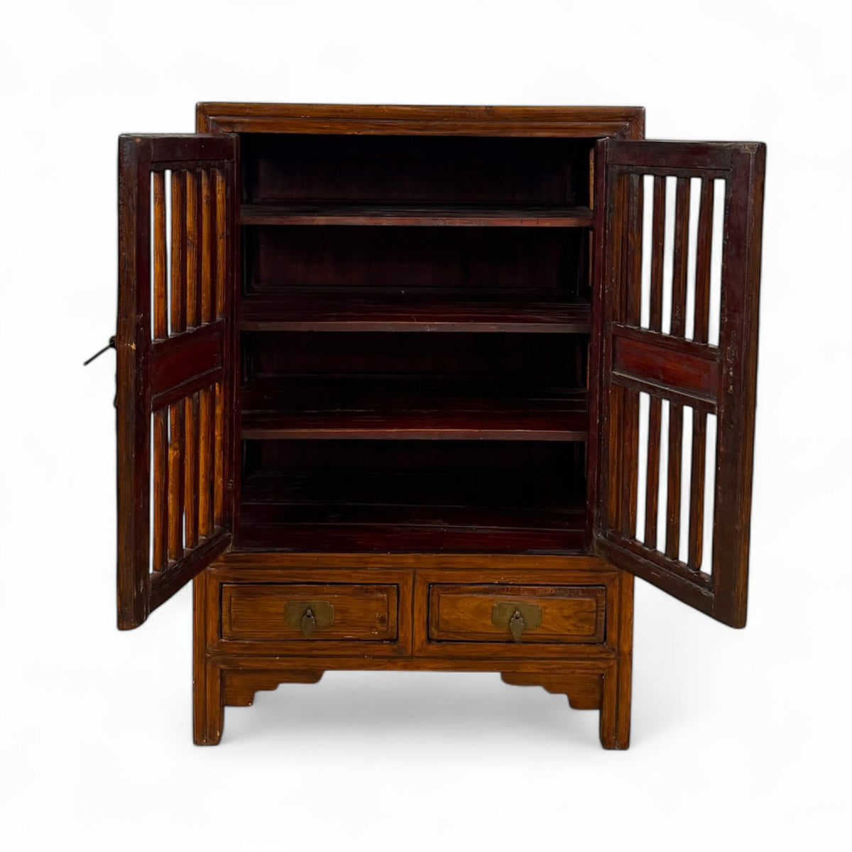 Chinese Elmwood Slatted Cabinet