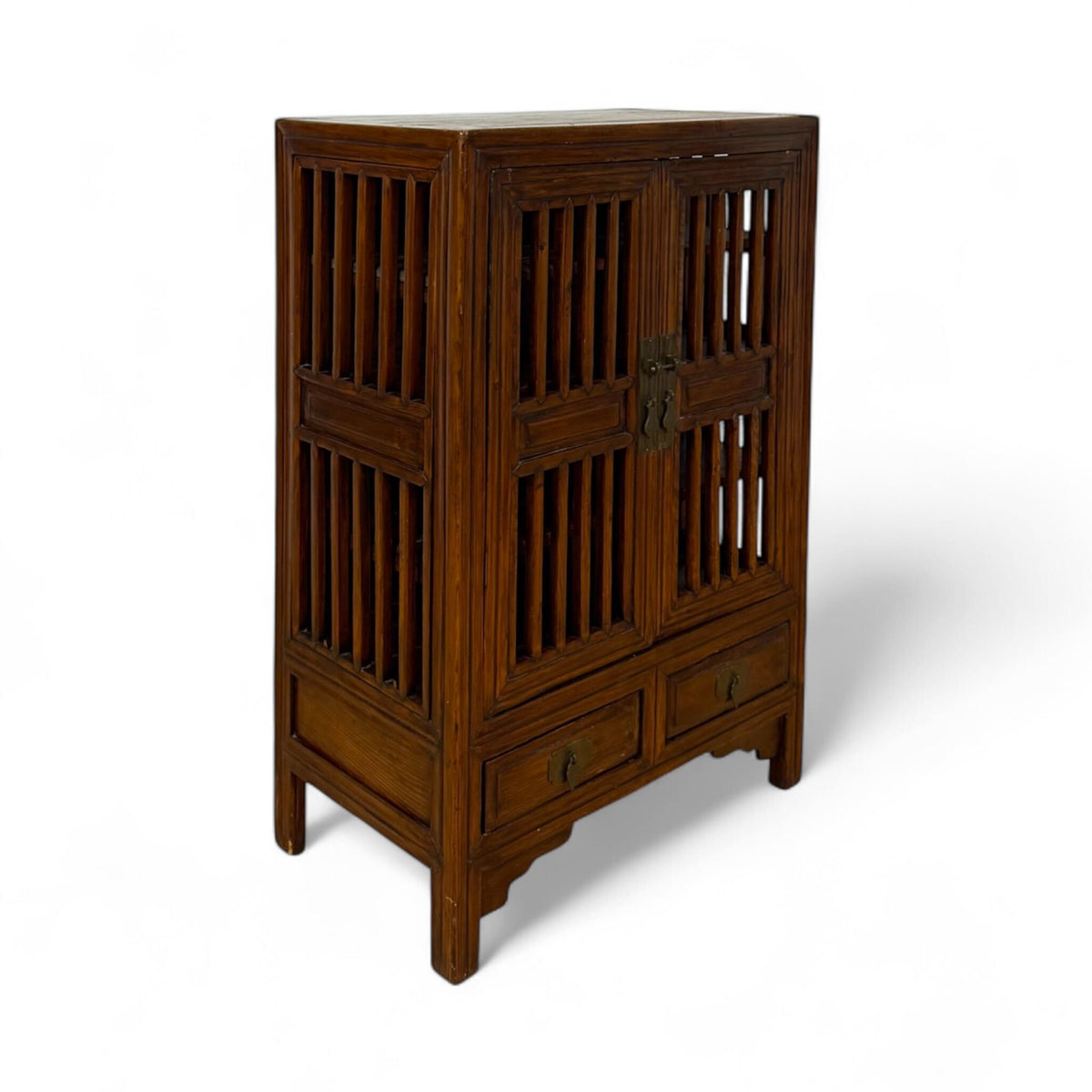 Chinese Elmwood Slatted Cabinet