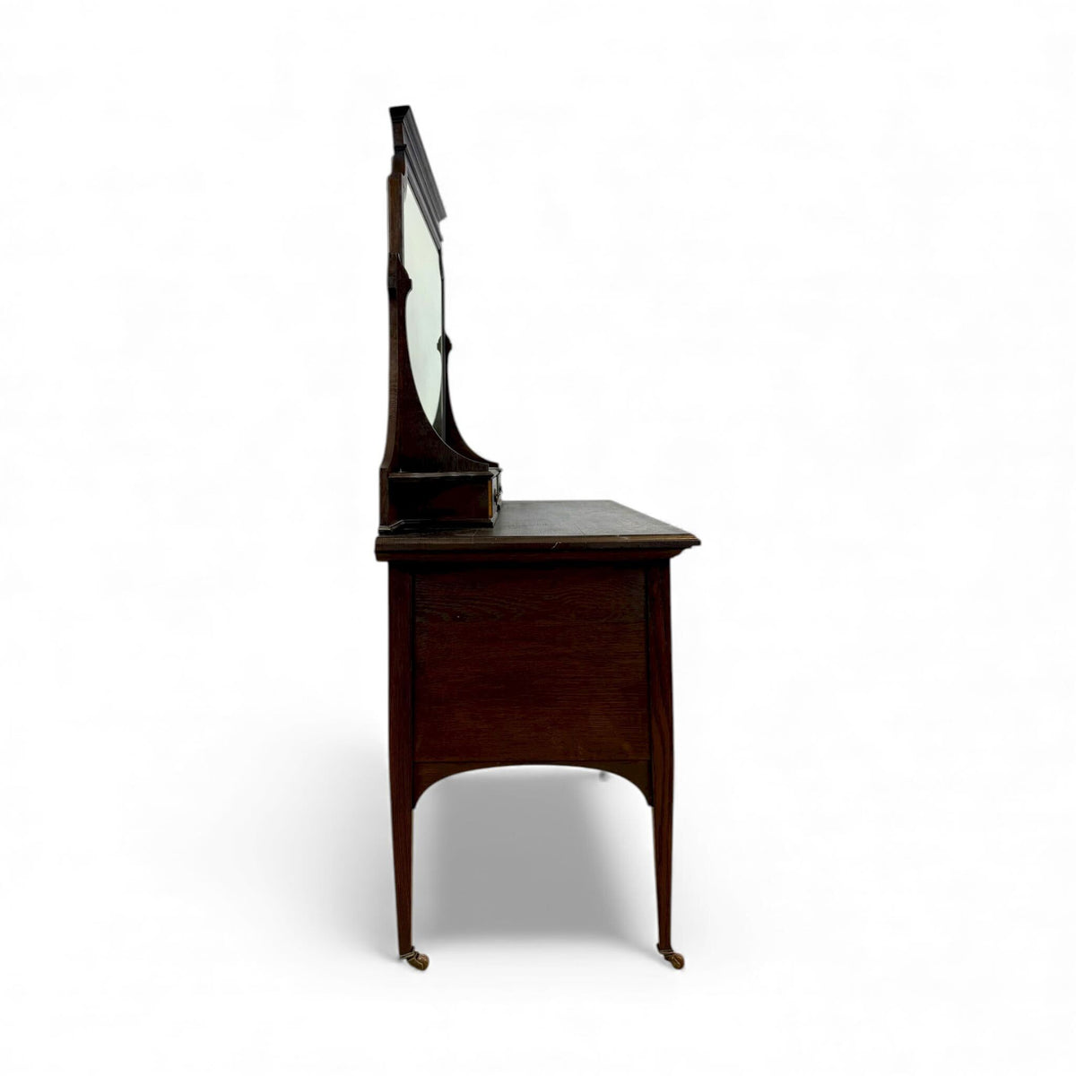 Edwardian Mahogany Dresser with Shaped Mirror and Brass Pulls