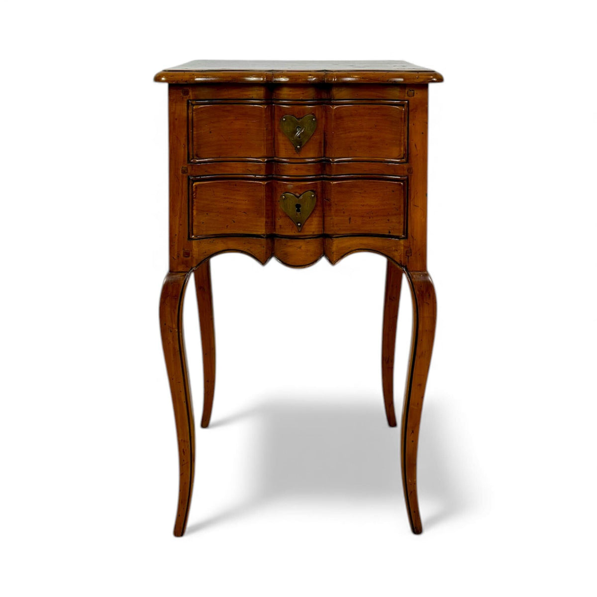 Louis XV Style Walnut Side Table with Heart Escutcheons