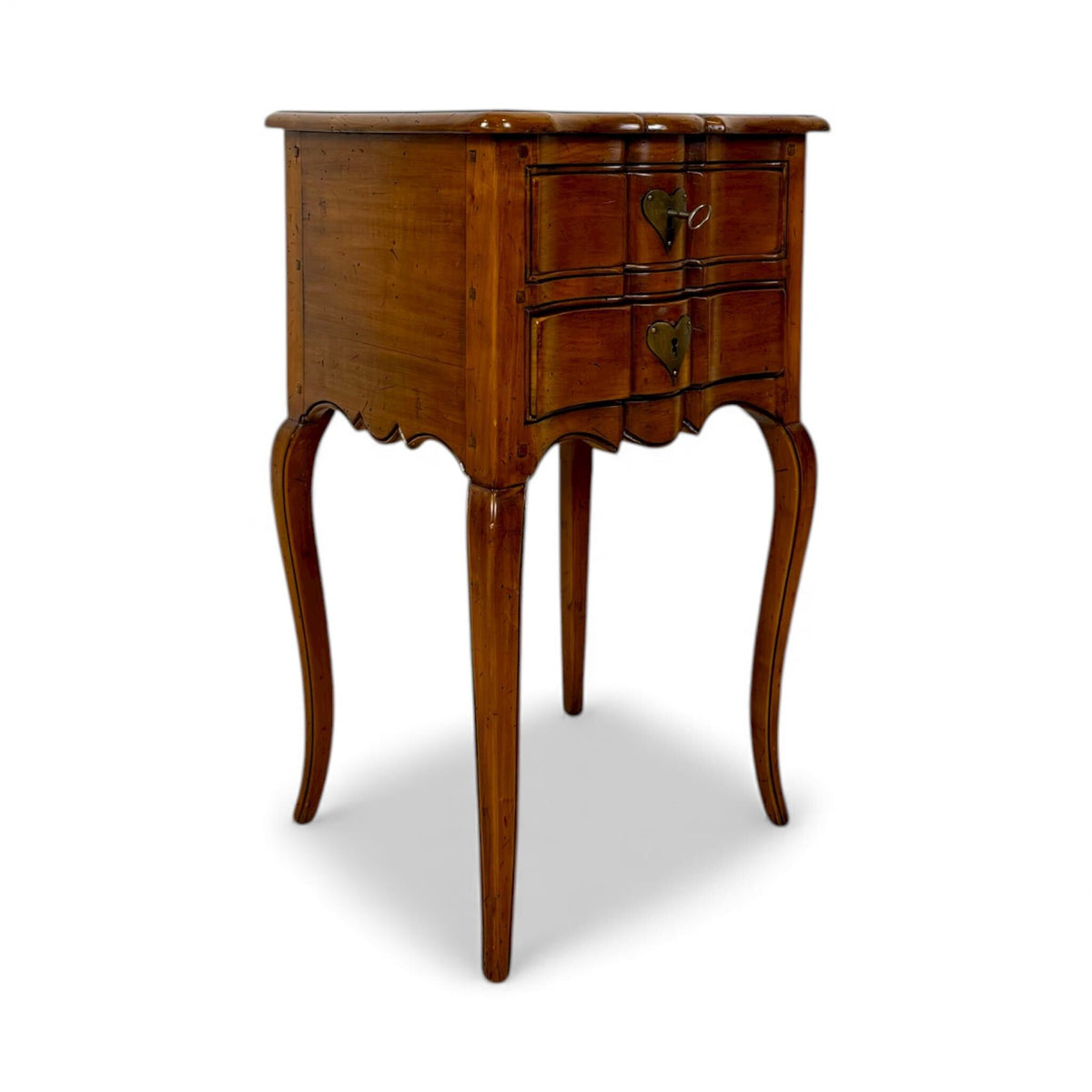 Louis XV Style Walnut Side Table with Heart Escutcheons