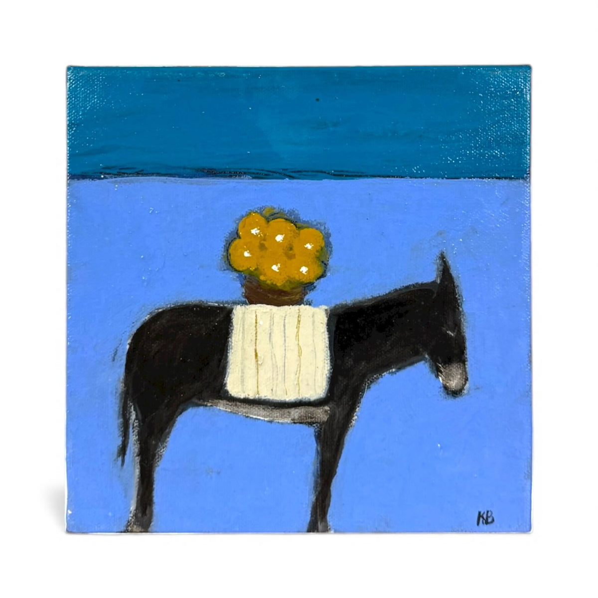 Donkey & Yellow Flowers by Karen Bezuidenhout