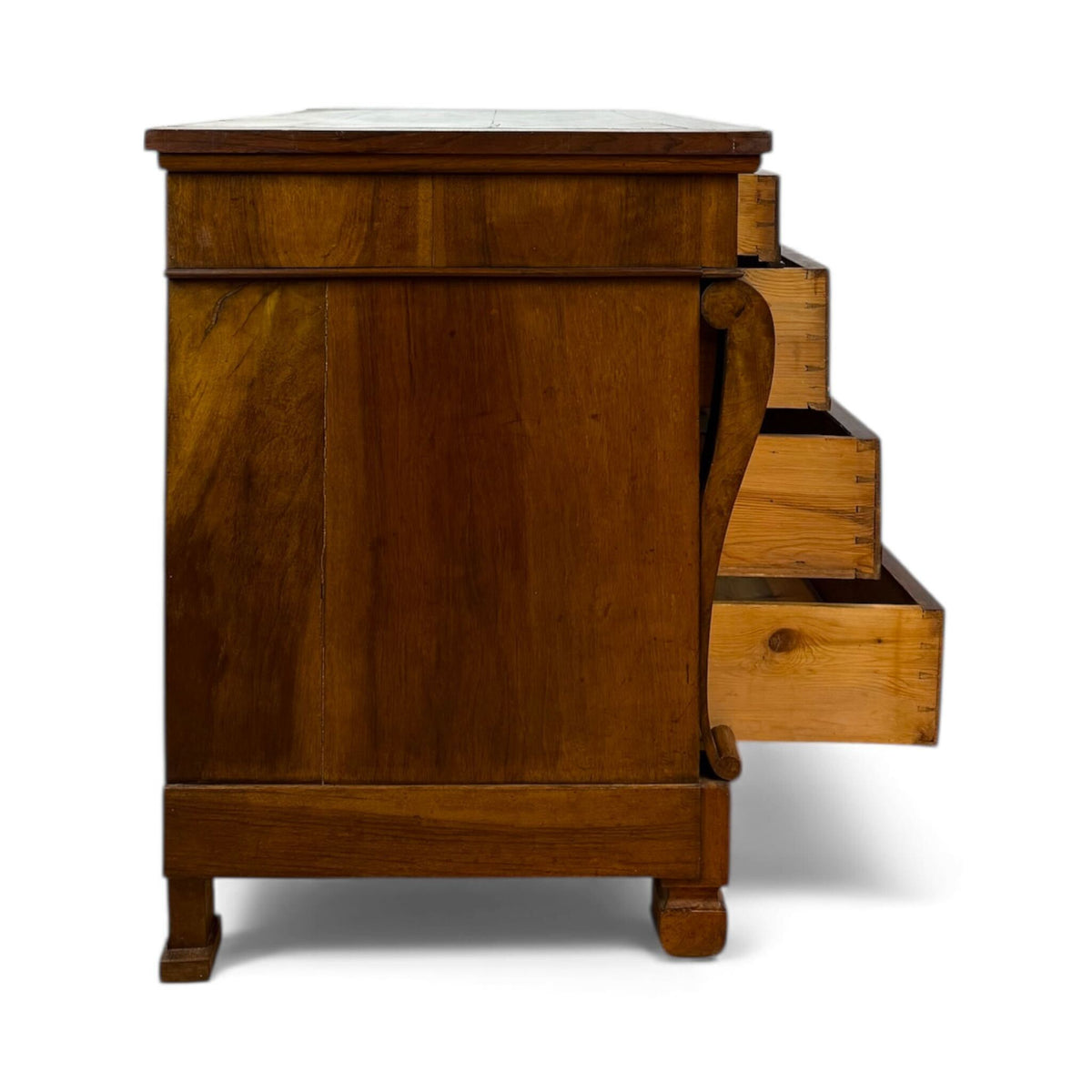 Biedermeier Chest of Drawers in Bookmatched Walnut Veneer