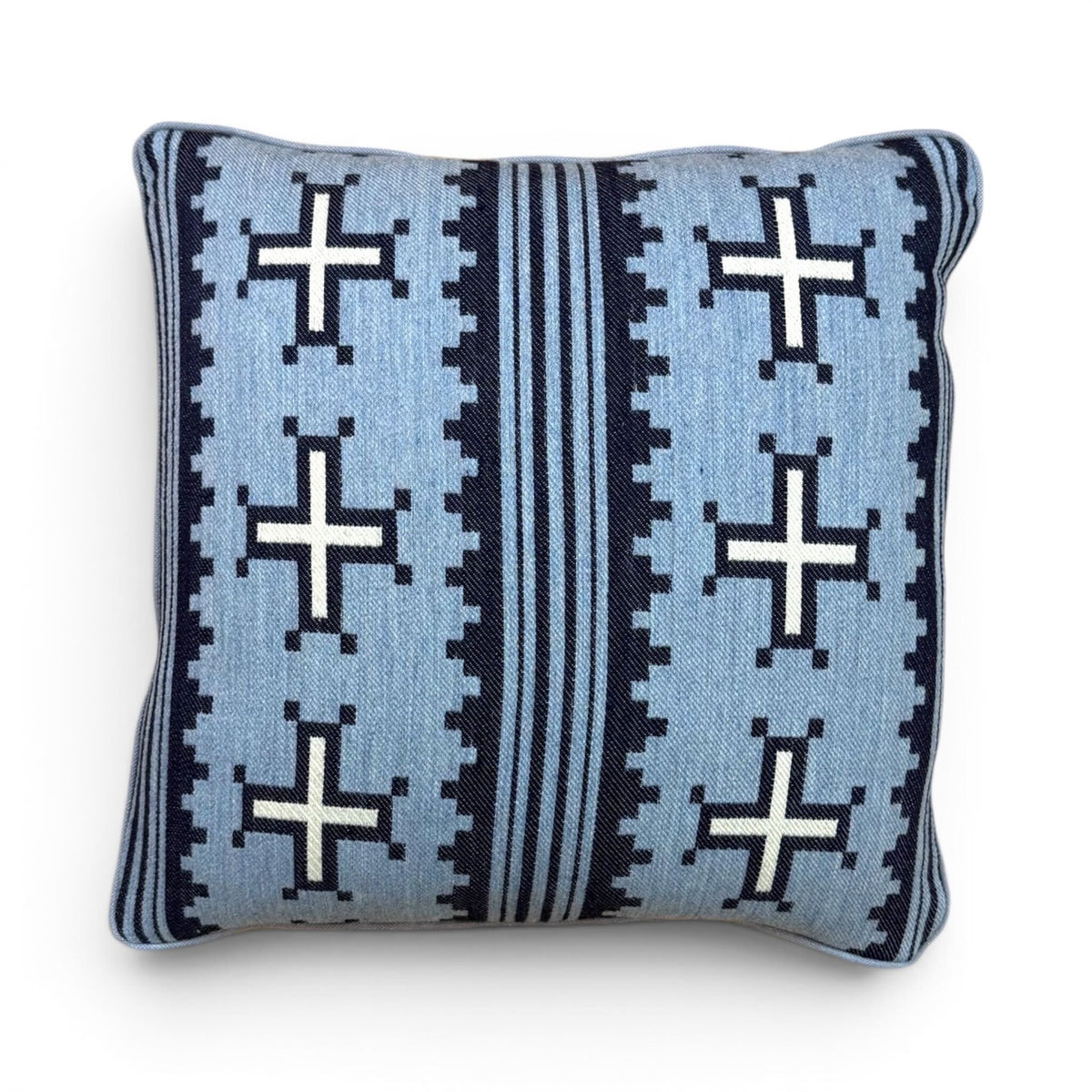 Navajo Nation Pillow by Kevin Aspaas - Blue