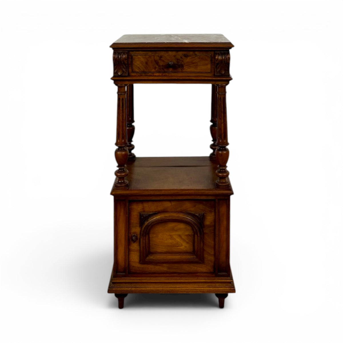 French Marble-Top Bedside Cabinet