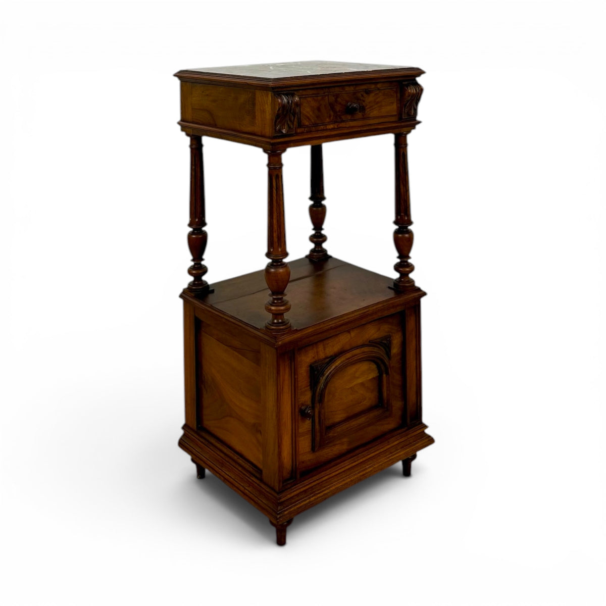 French Marble-Top Bedside Cabinet