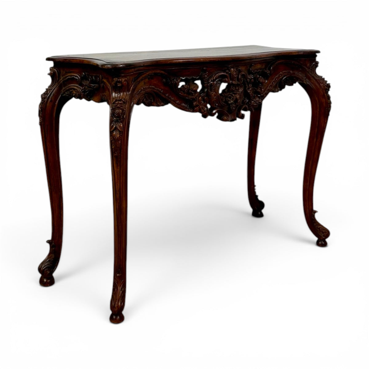 French Carved Walnut Console Table