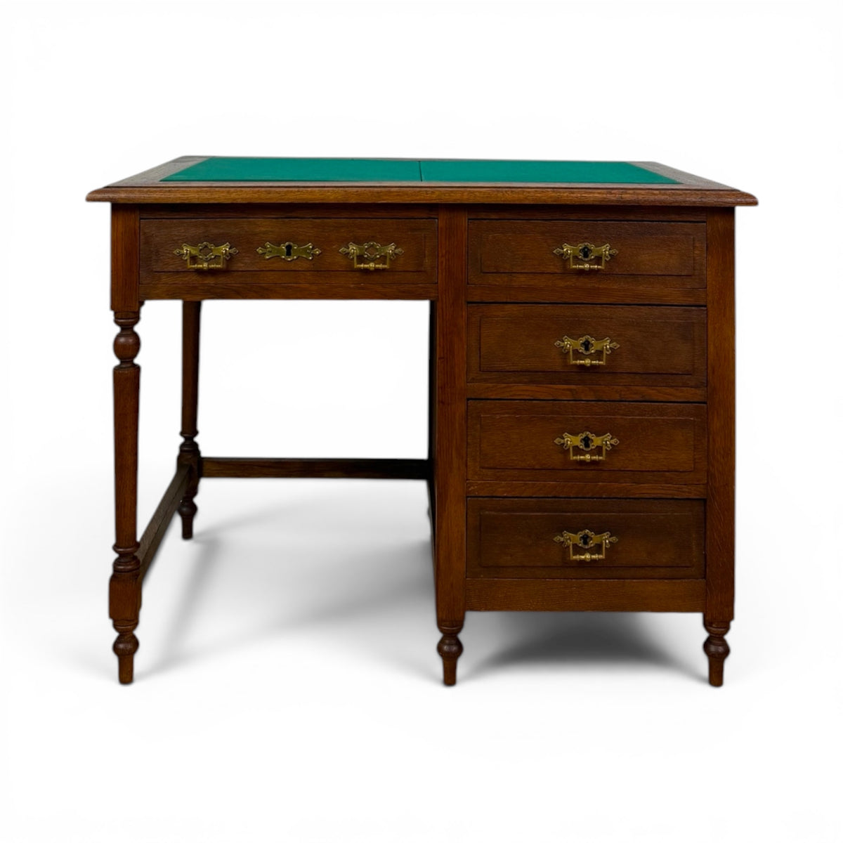 English Oak Writing Desk with Felt Top