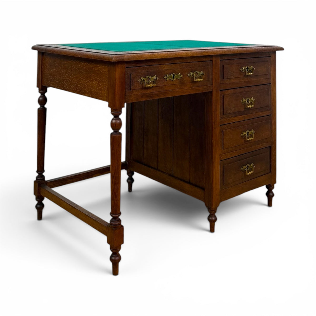 English Oak Writing Desk with Felt Top