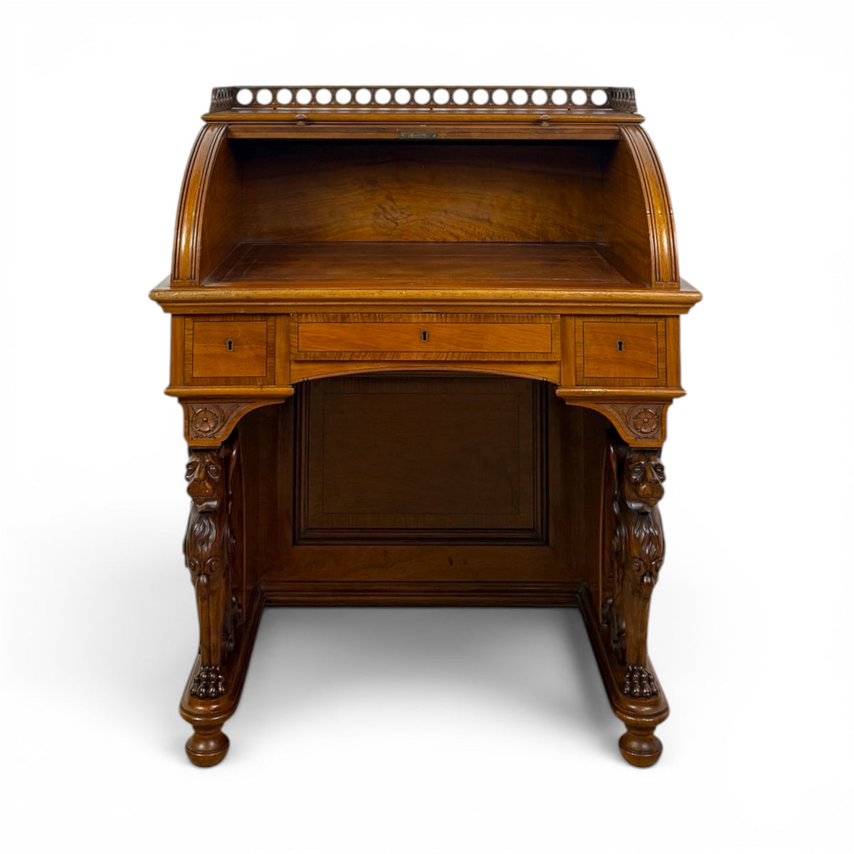 French Walnut Davenport Desk with Carved Griffins