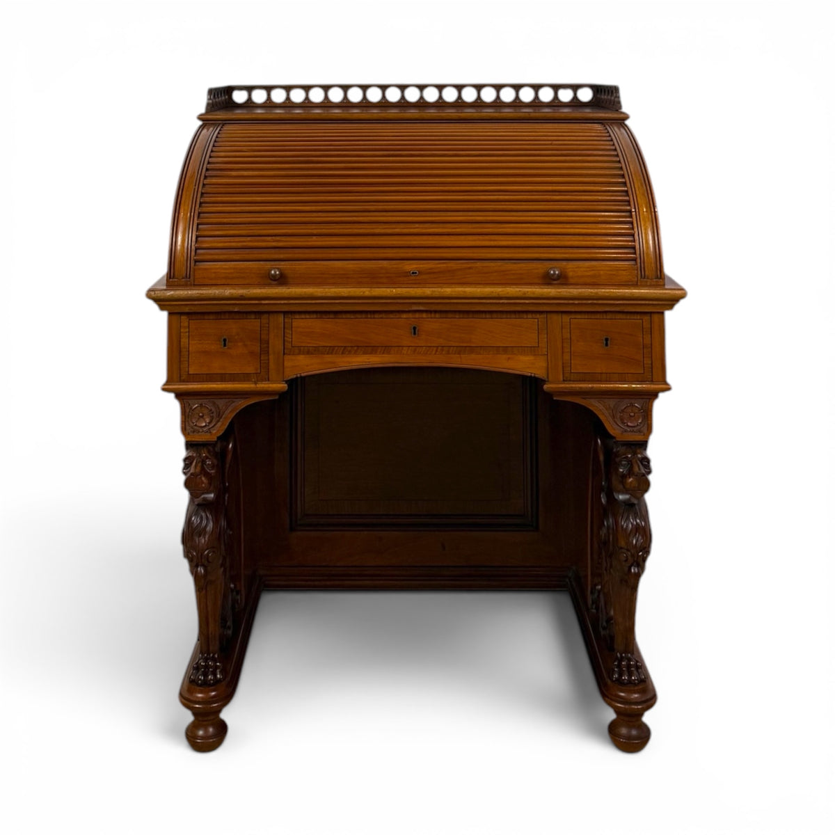 French Walnut Davenport Desk with Carved Griffins