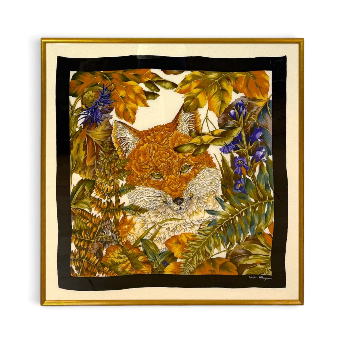 Framed Salvatore Ferragamo Silk Fox Scarf — front