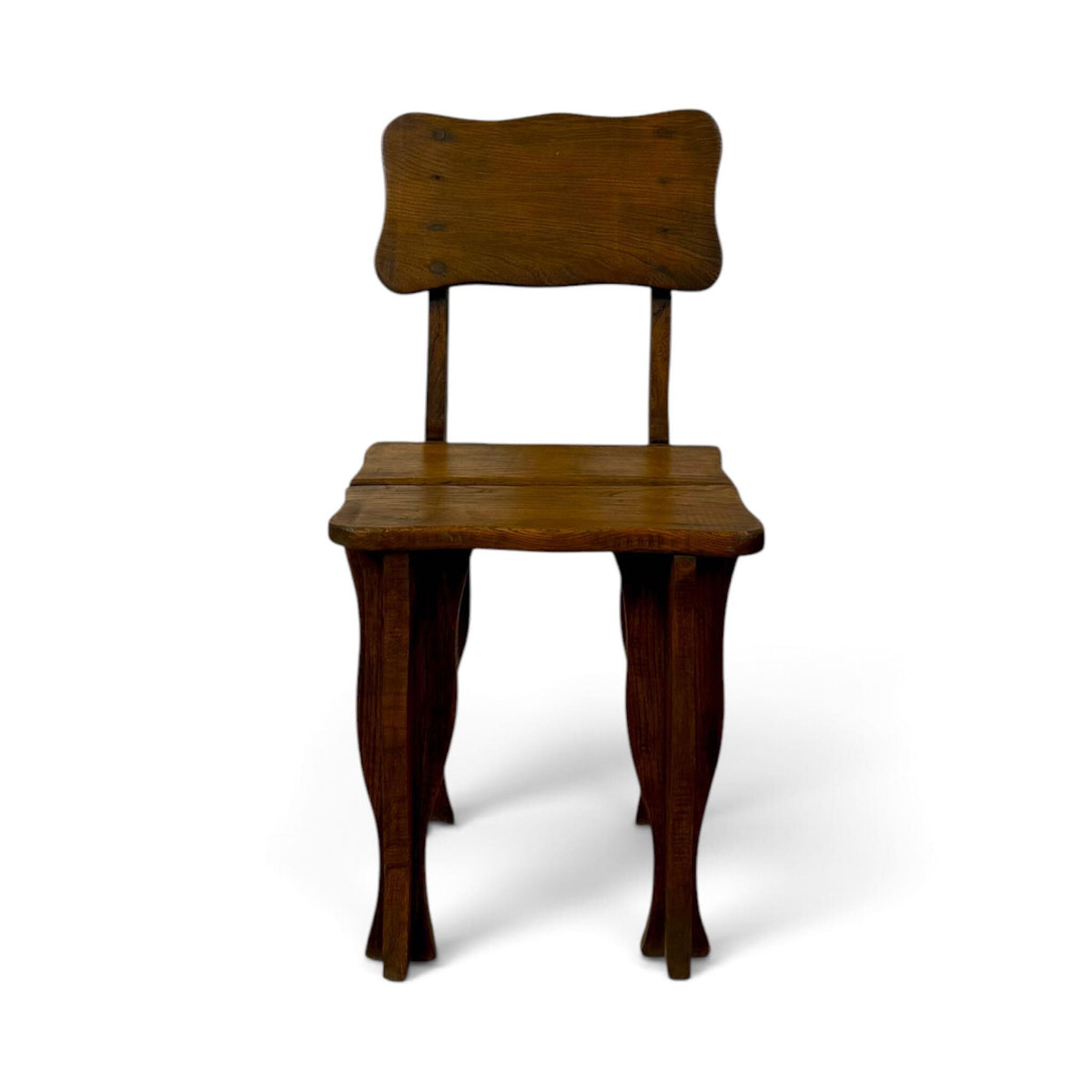 English Oak Side Chair with Sculpted Legs — front