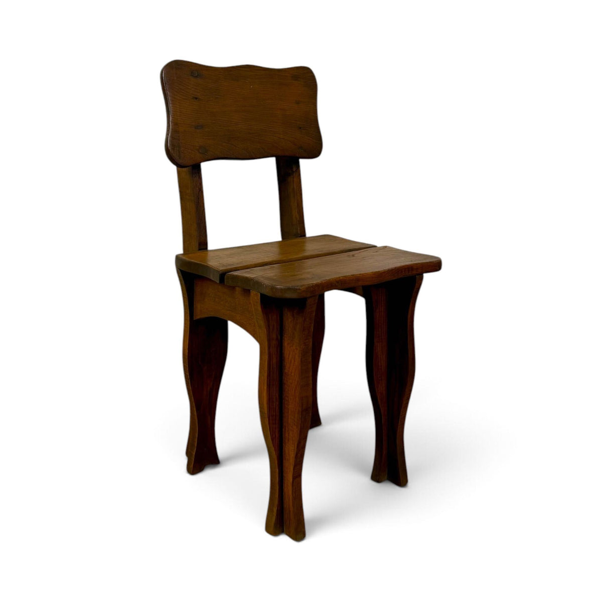 English Oak Side Chair with Sculpted Legs — angle