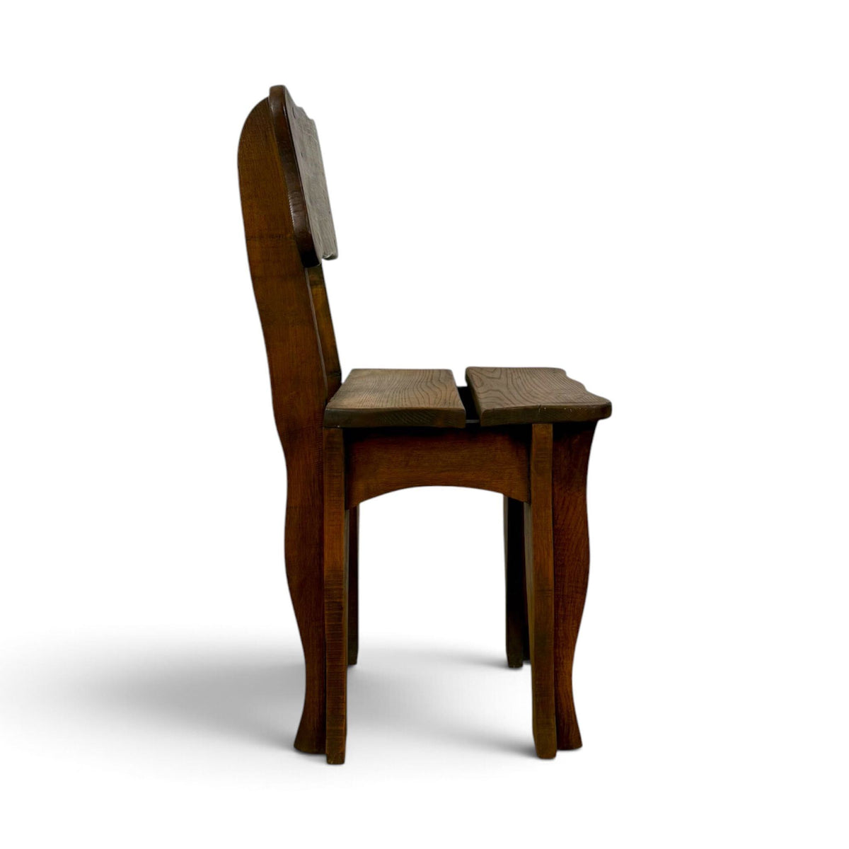 English Oak Side Chair with Sculpted Legs — side