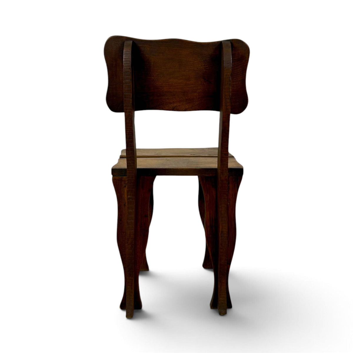 English Oak Side Chair with Sculpted Legs — back