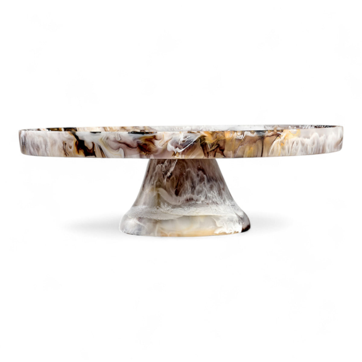 Footed Cake Stand Large - Mocha Swirl
