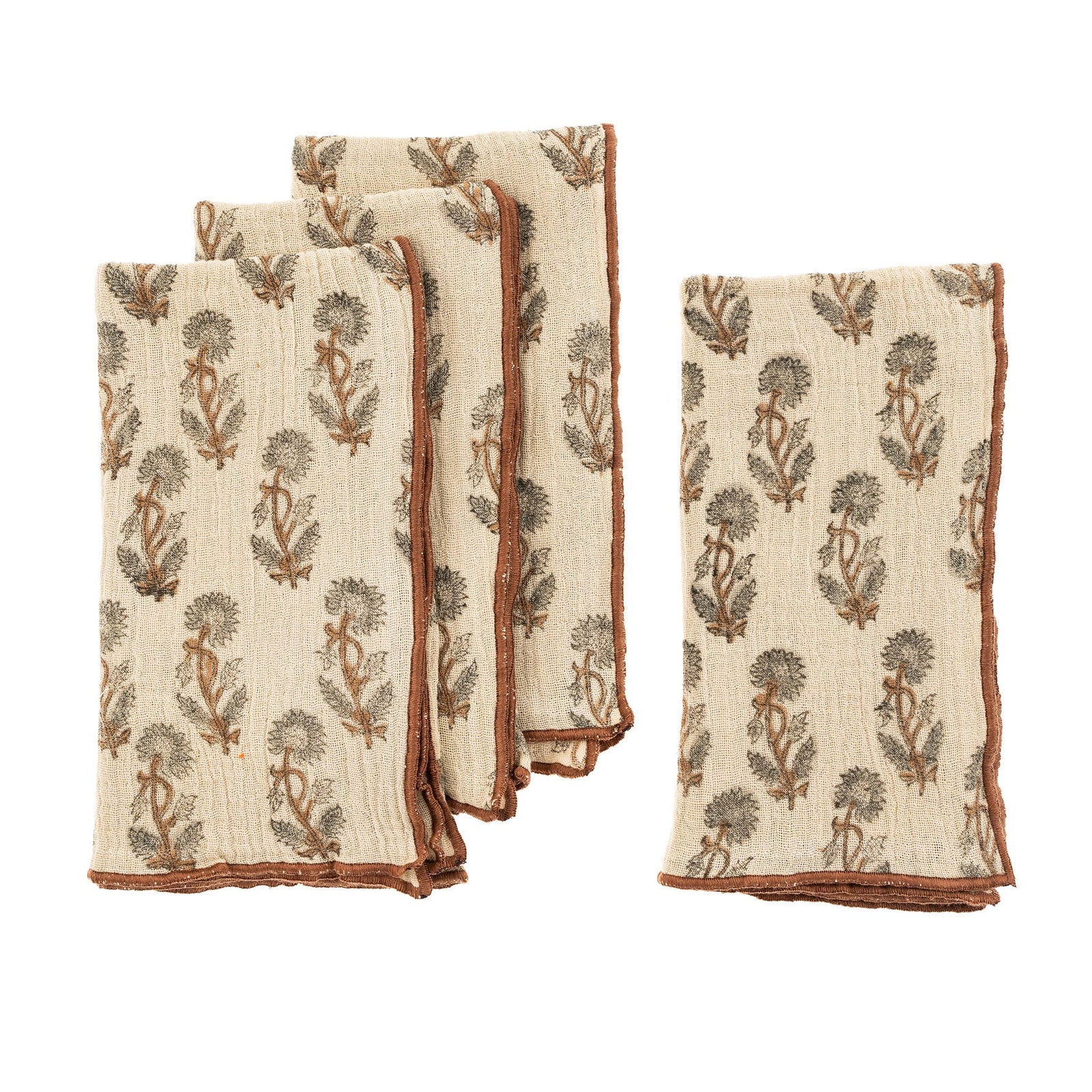 Oleander Block Print Napkins S/4