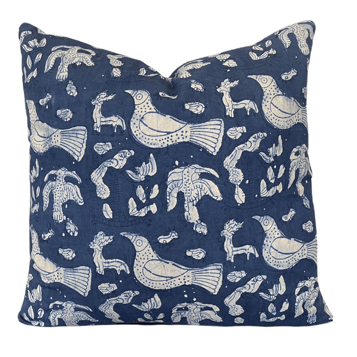 Blue Bird Block Print lumbar Pillow
