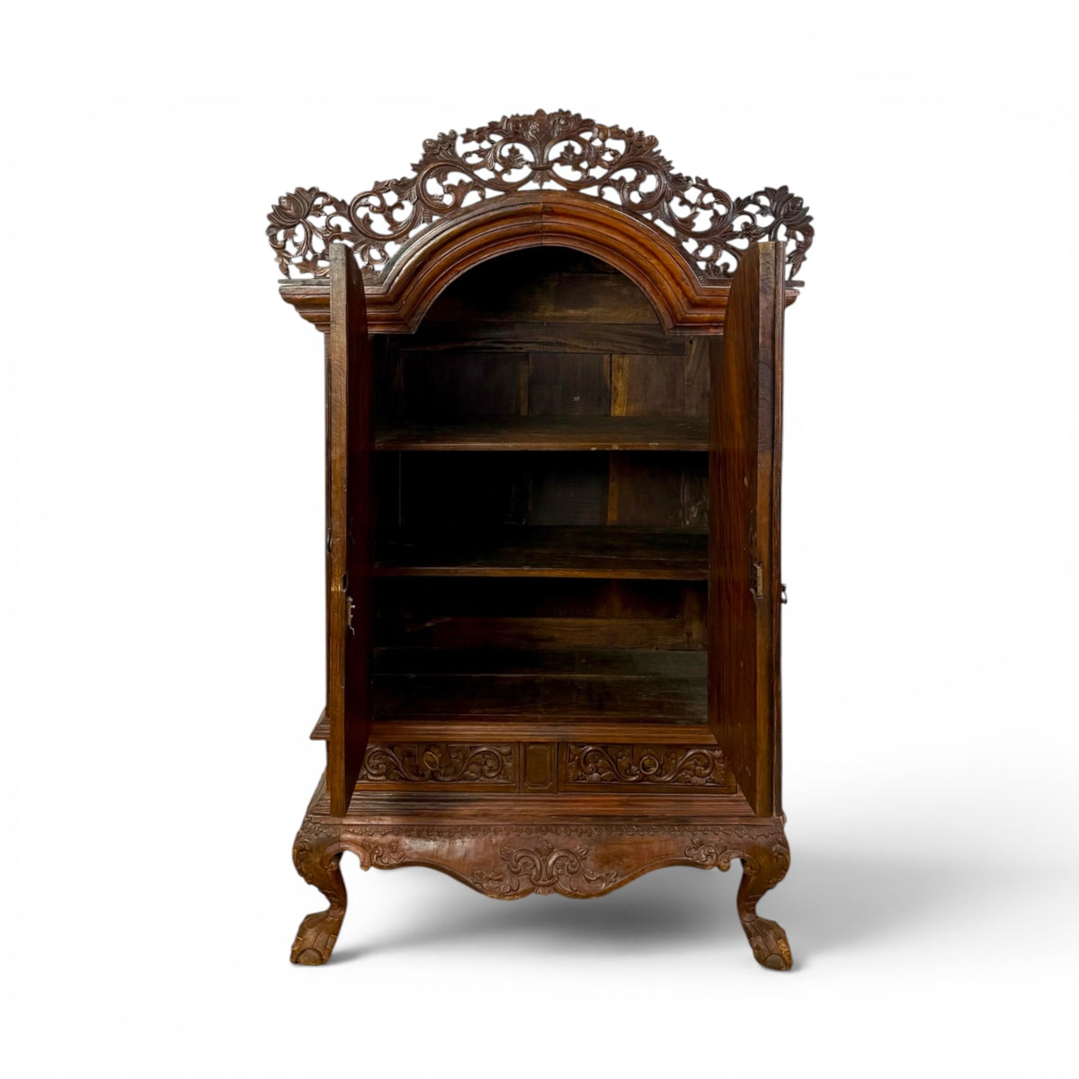 Pair of 19th Century Indonesian Carved Hardwood Cabinets