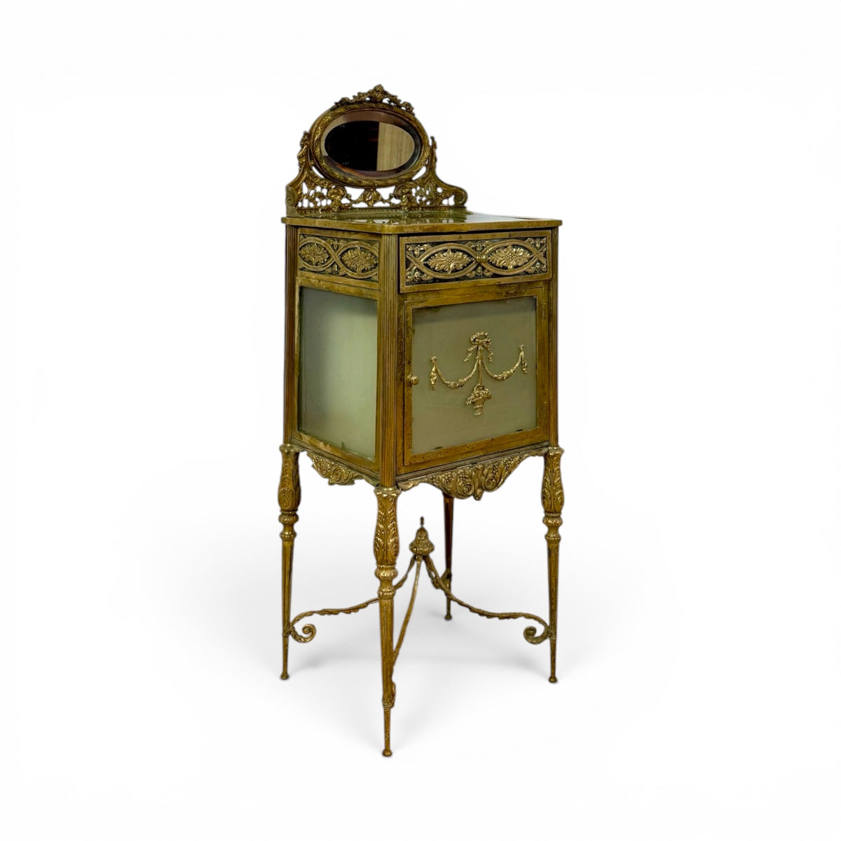Pair of Louis XVI Style Gilt Metal and Glass Vitrine Pedestals