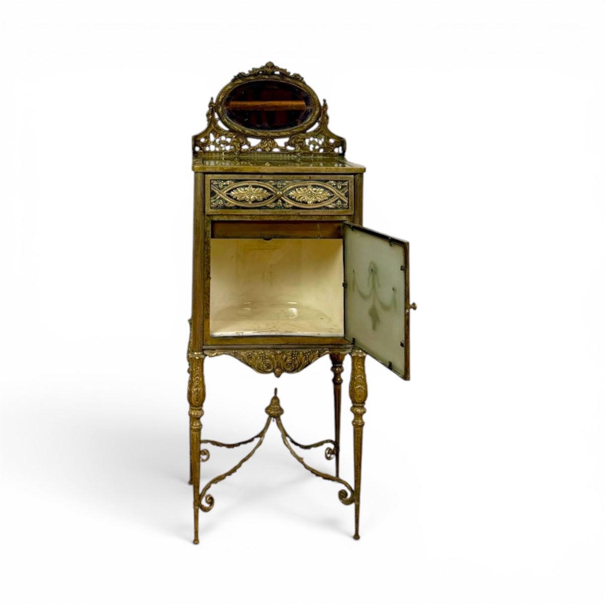 Pair of Louis XVI Style Gilt Metal and Glass Vitrine Pedestals
