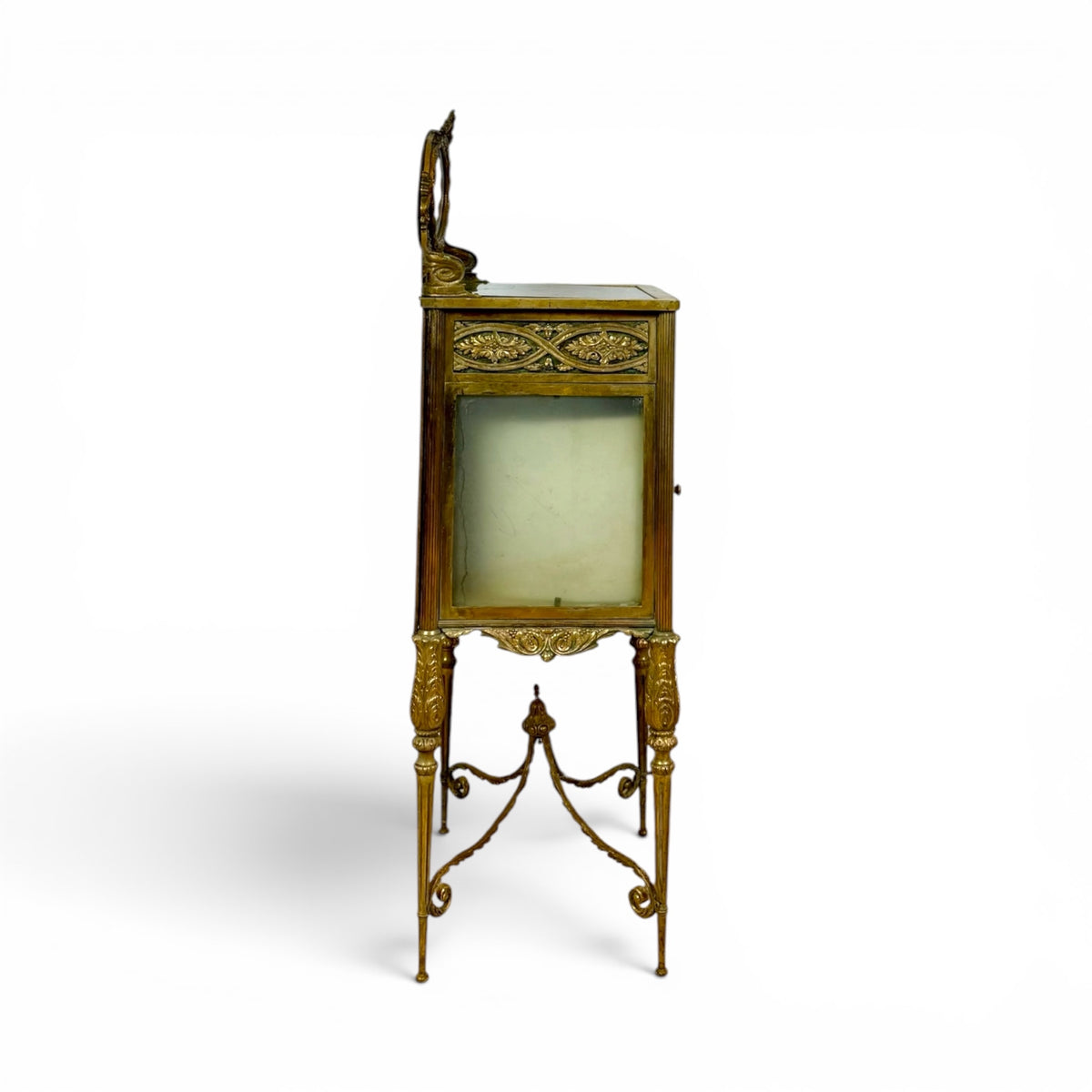 Pair of Louis XVI Style Gilt Metal and Glass Vitrine Pedestals