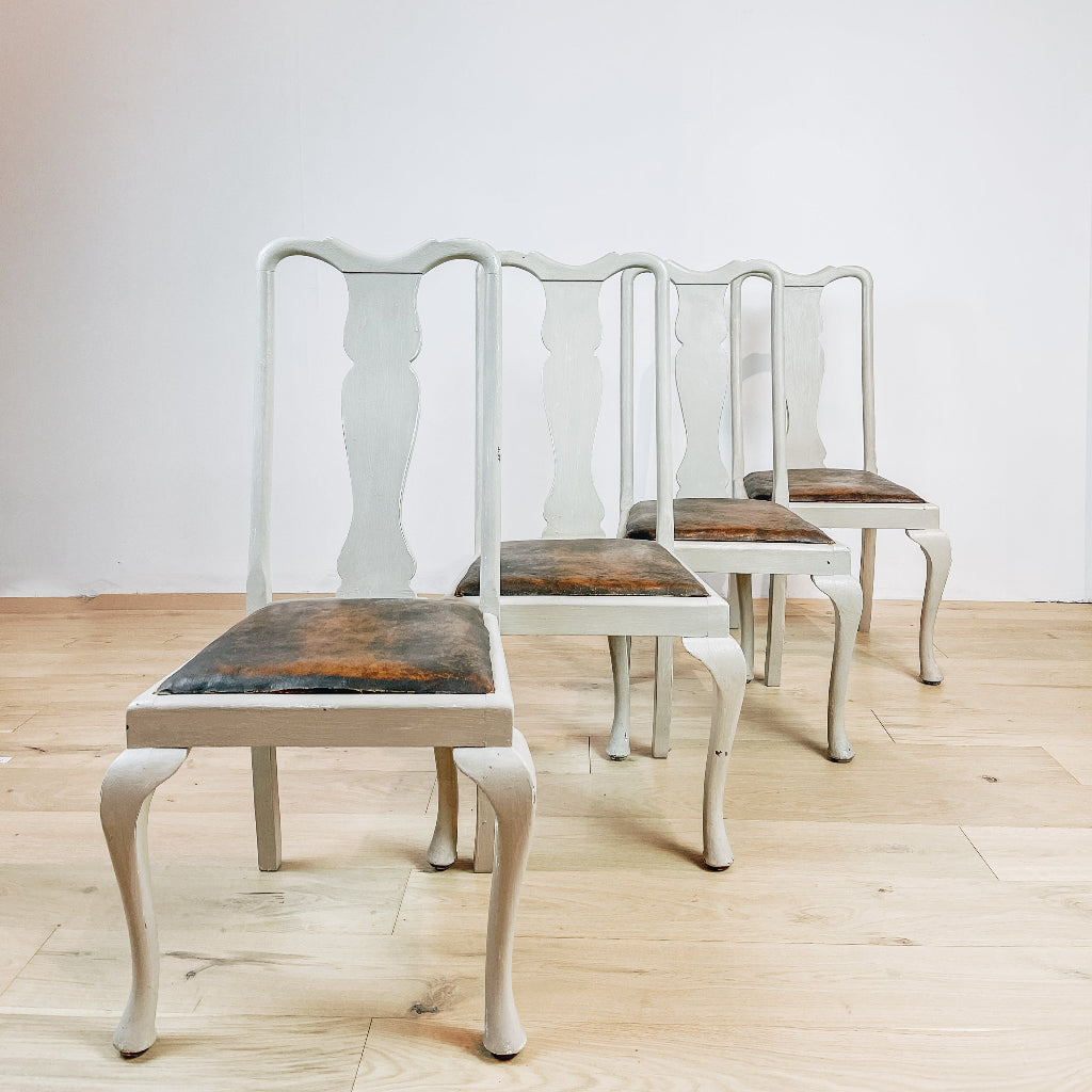 Set of 4 Painted Queen Anne Chairs Circa 1890