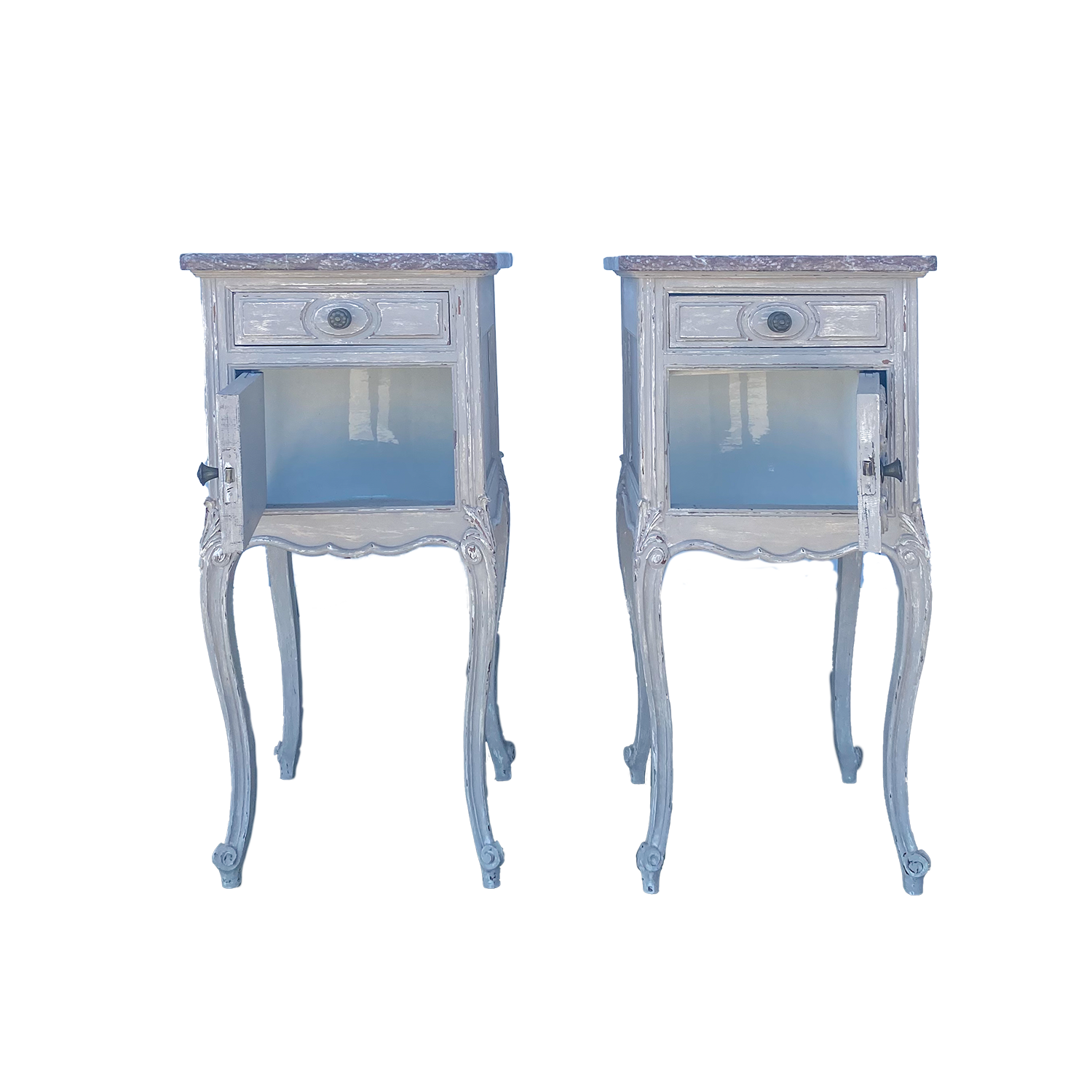 Pair of French Painted Nightstands Circa 1880