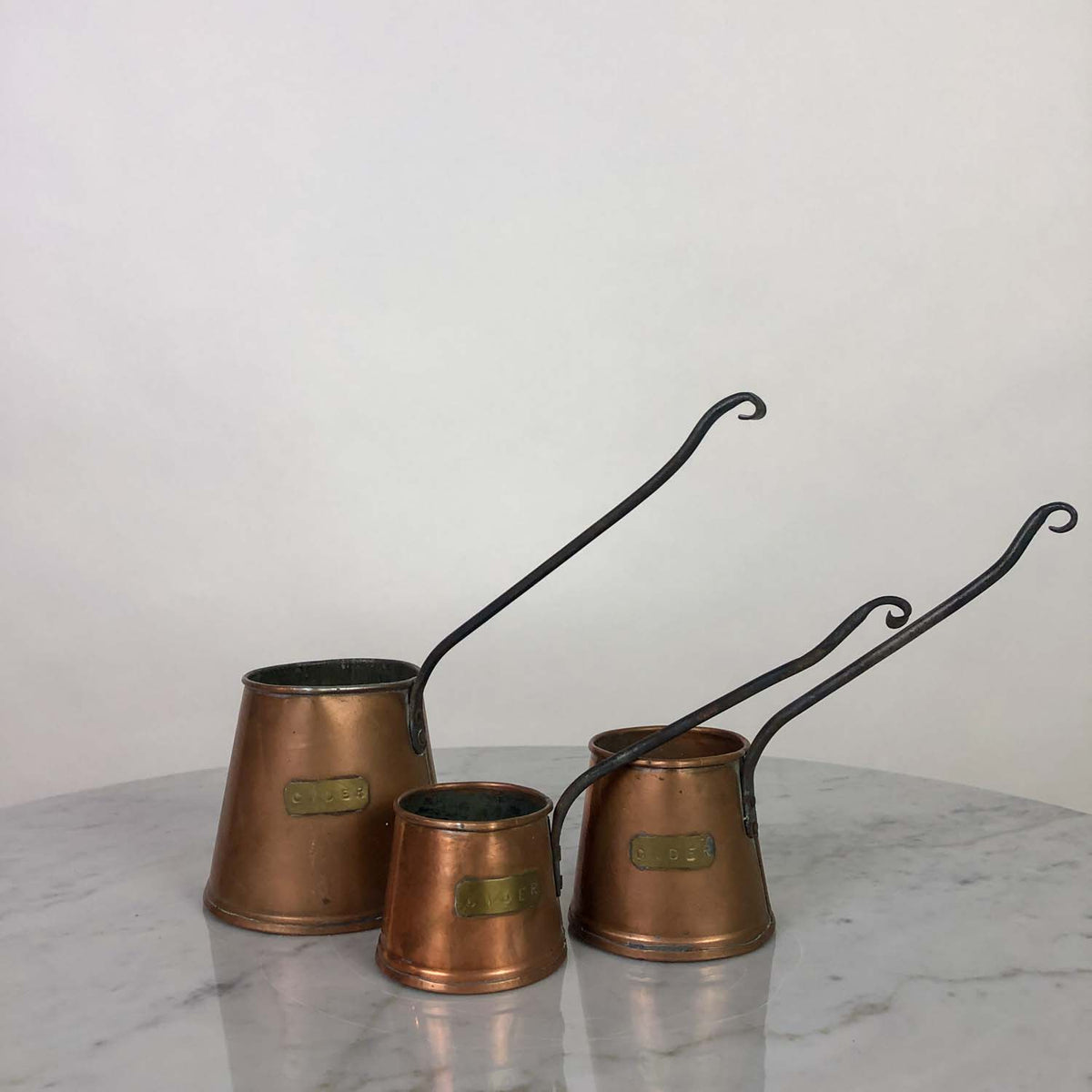 Set of 3 Copper Cider Ladels Circa 1900