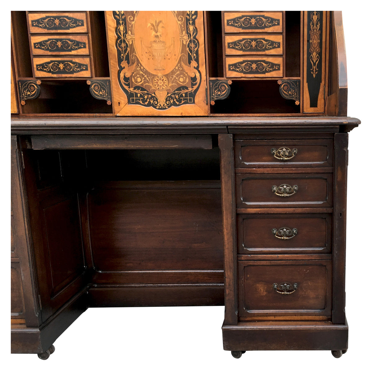 Cylinder-Top Desk with Intricate Marquetry Panels